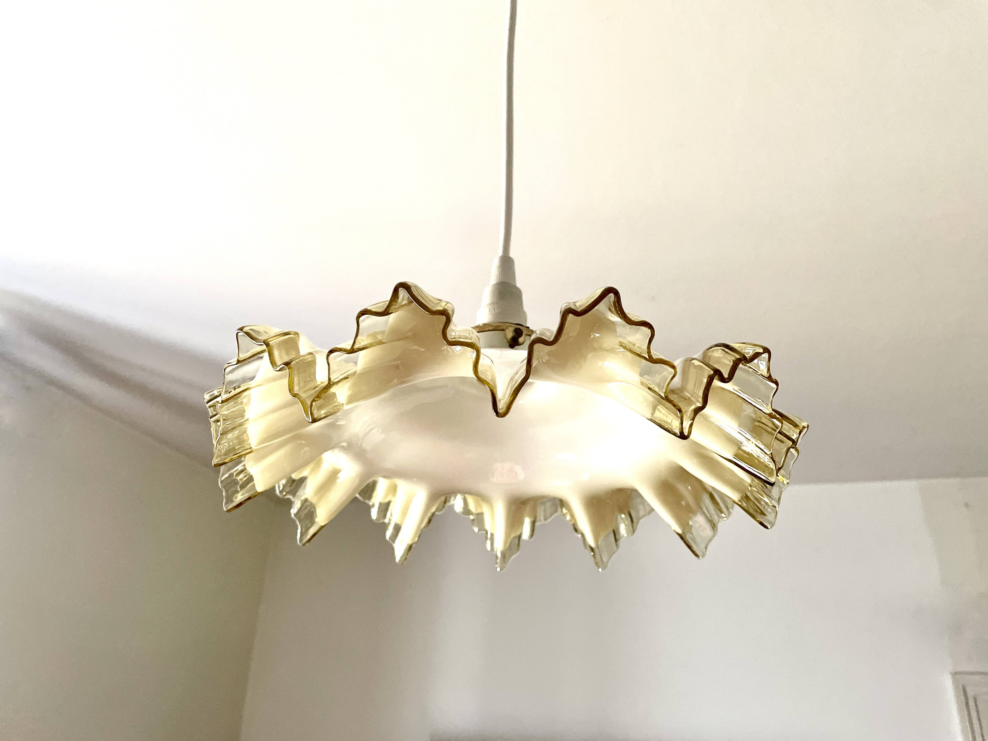White beige glass draped suspension