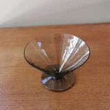 Set of 7 smoked glass art deco cups