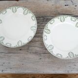 Plat à gâteau sur pied, compotier ancien par la manufacture Sarreguemines, France