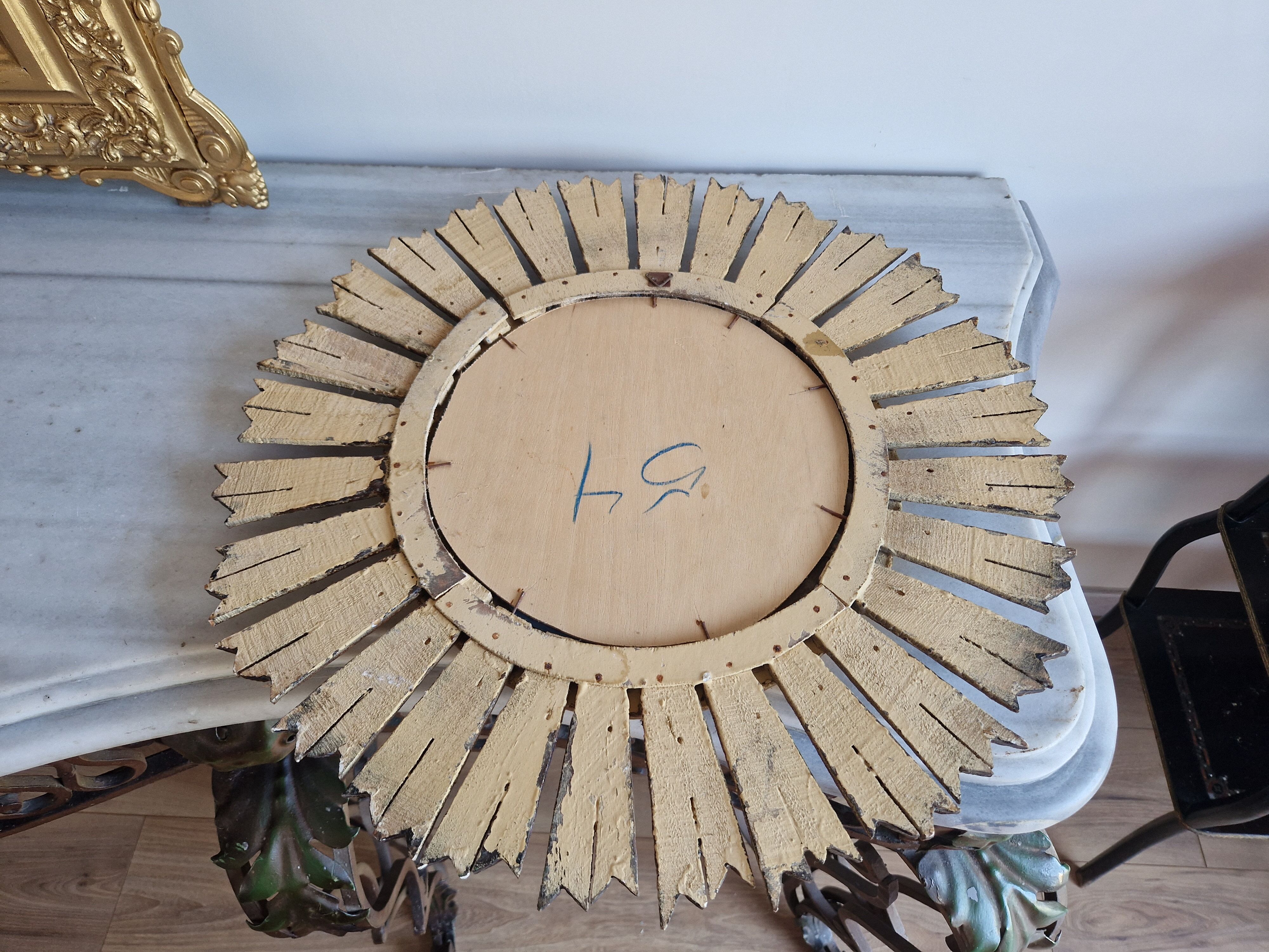 Miroir soleil doré vintage 51 cm