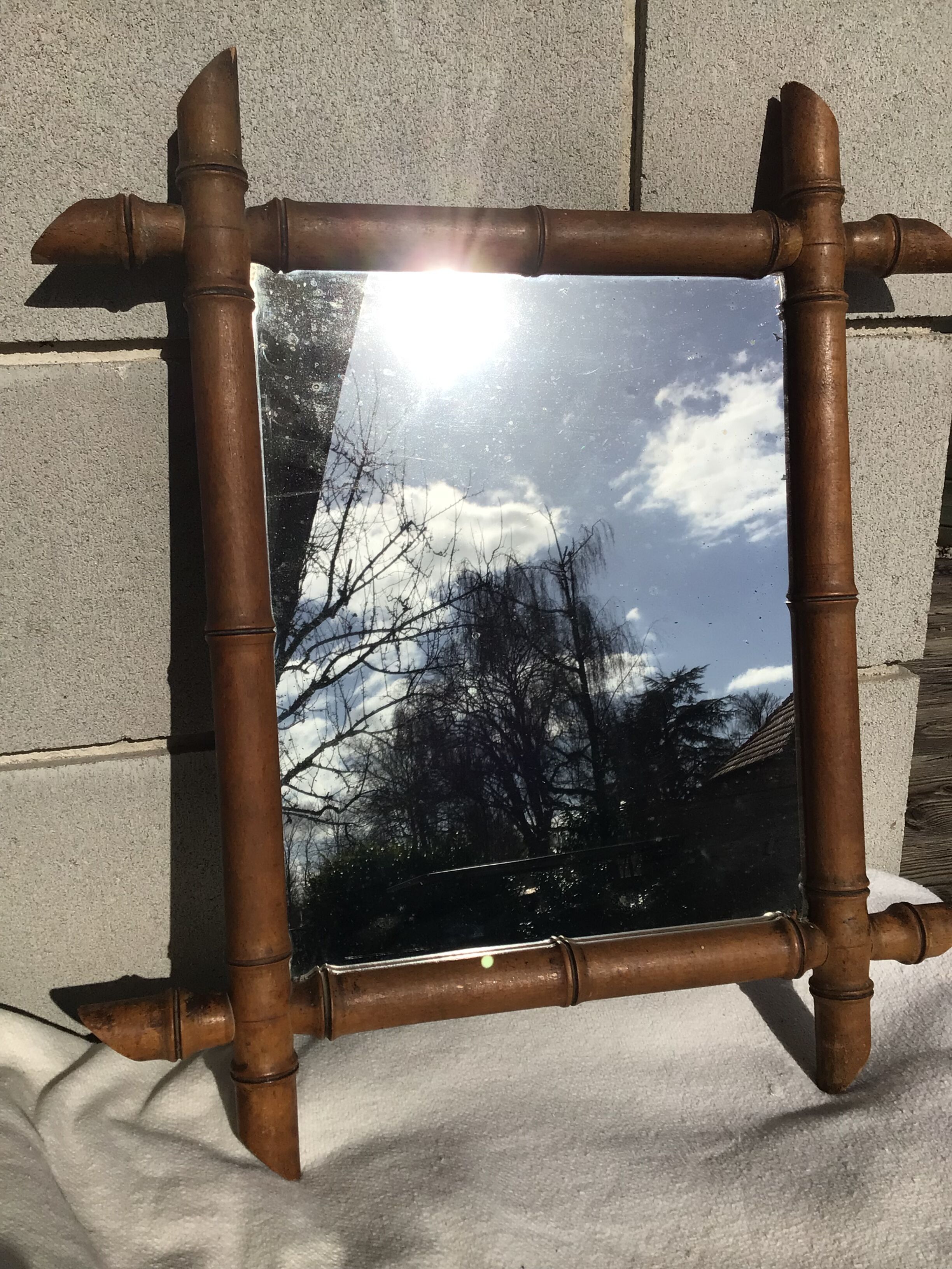 Mirror wood turned old bamboo