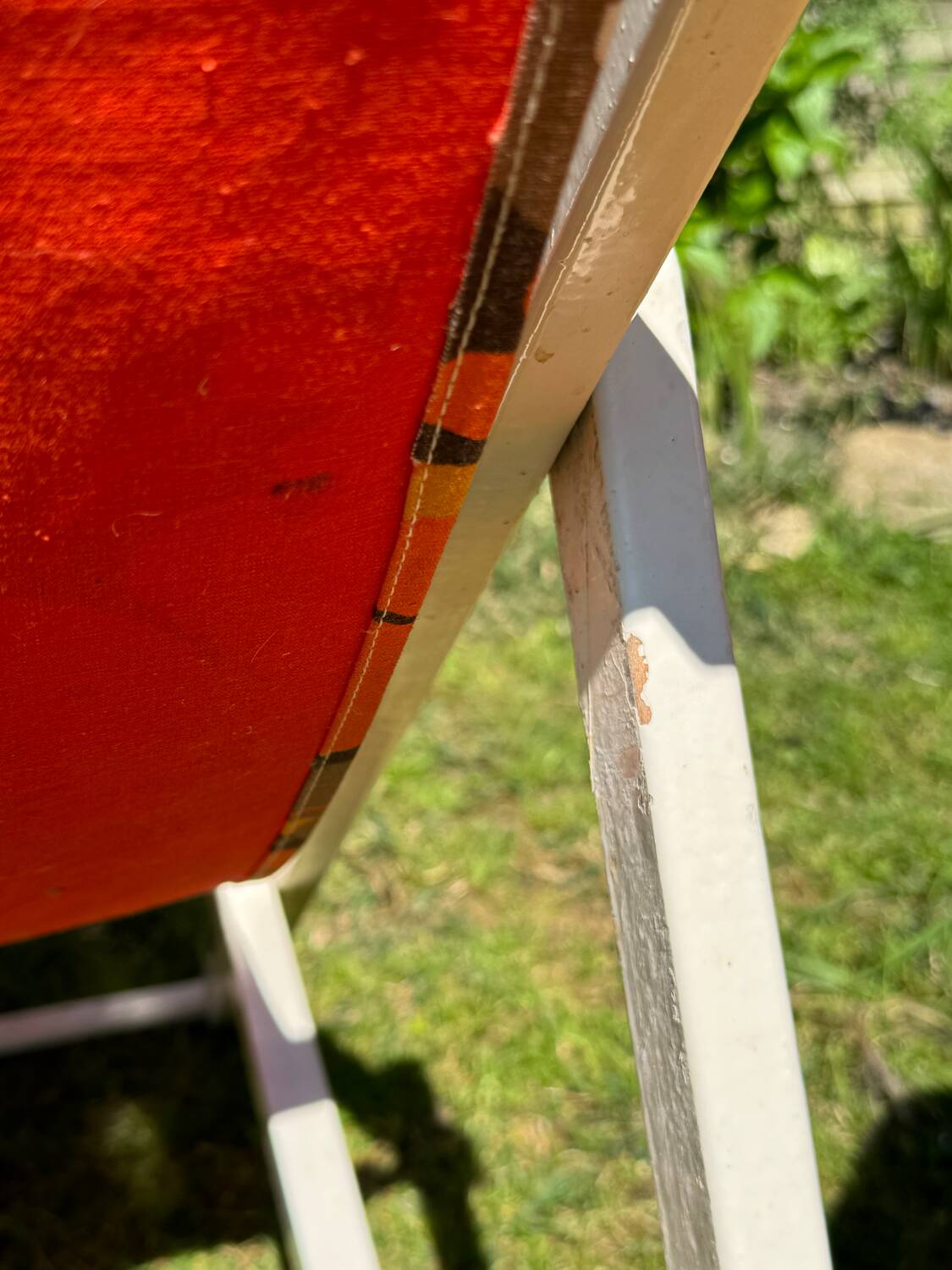 Old vintage flower deckchair