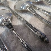 12 cuillères à moka métal argenté orfèvre Manulor manche à la russe 10,6cm