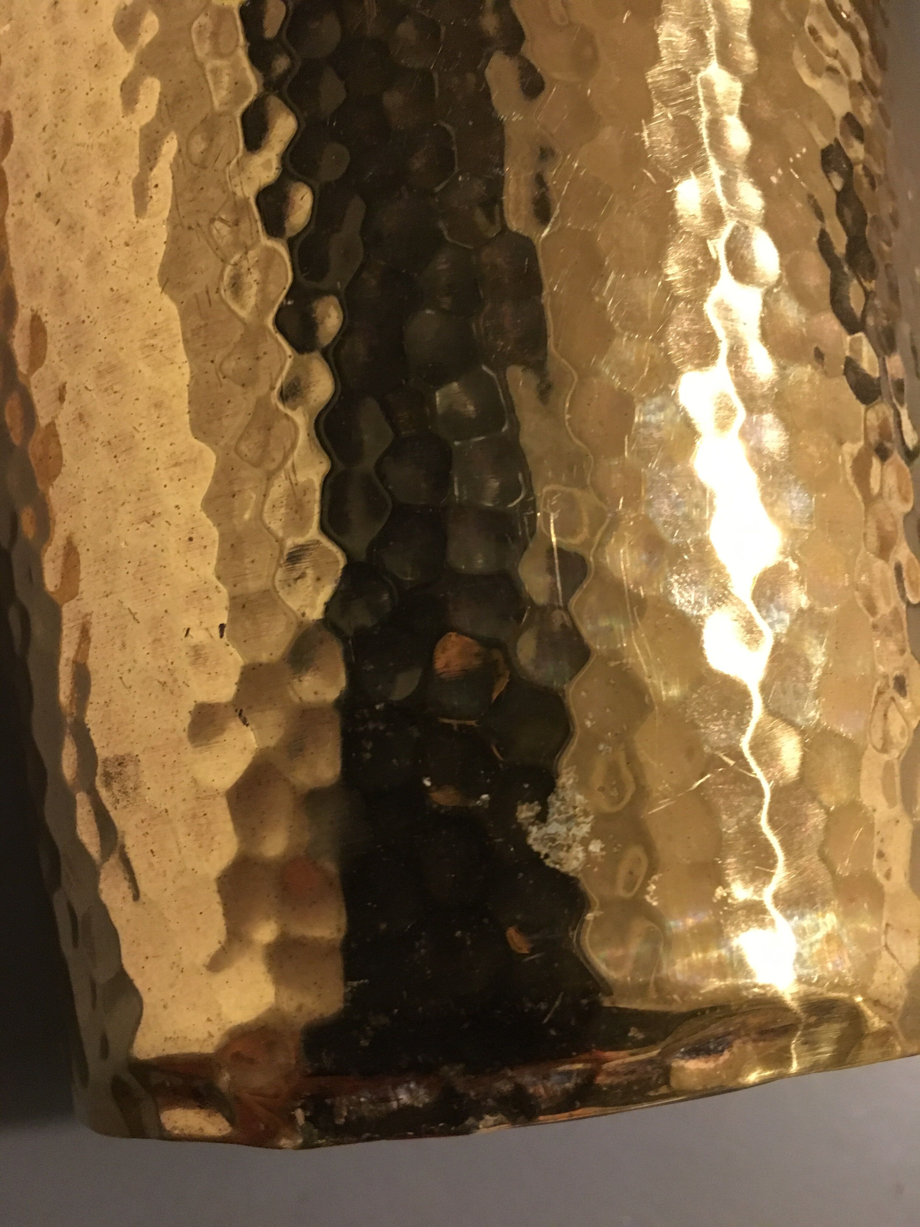 Yellow copper vase signed gbn art deco