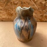 Ancien pichet en grès flammée marron bleu art nouveau vintage