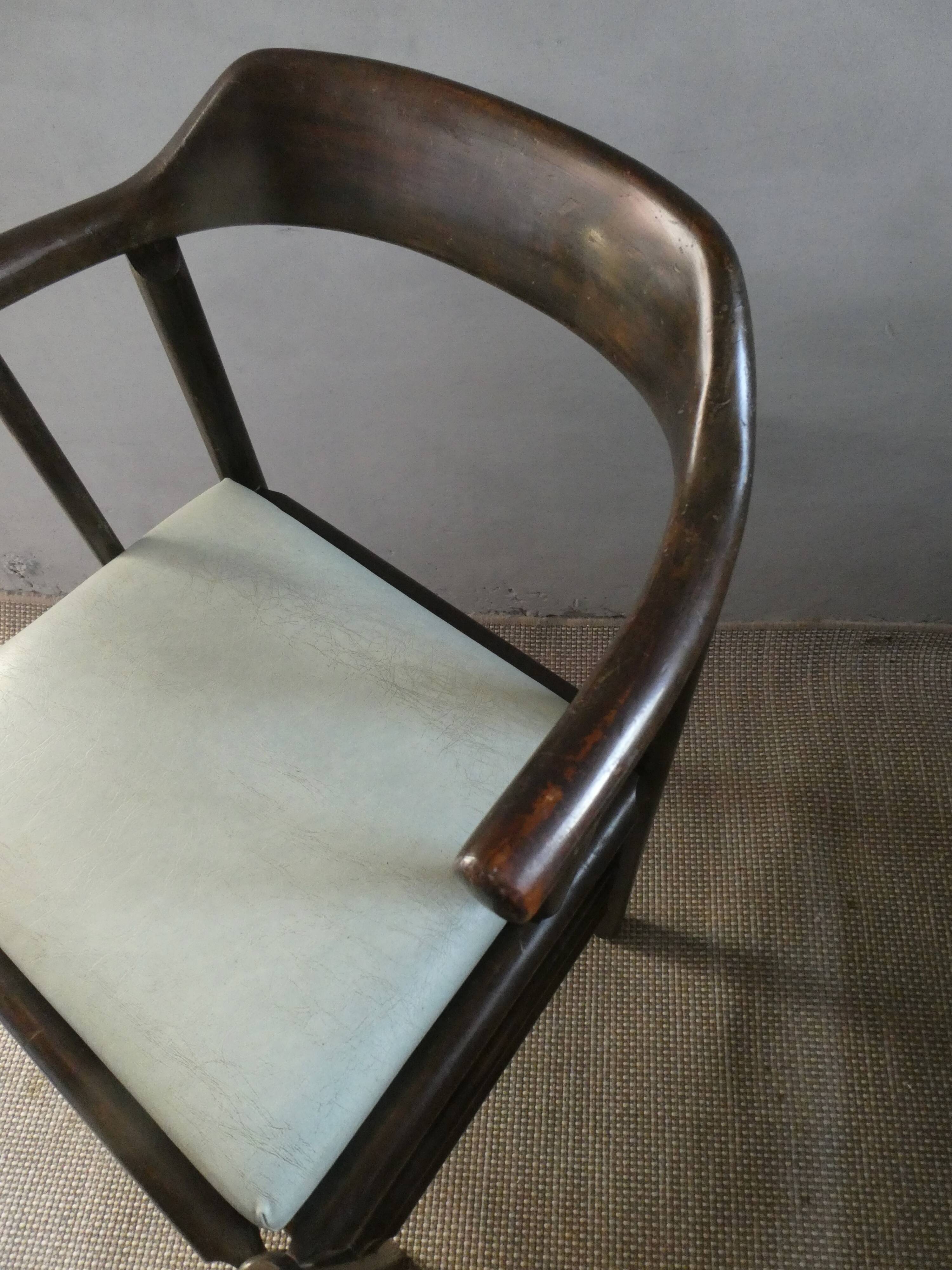 Desk armchair in wood and skai