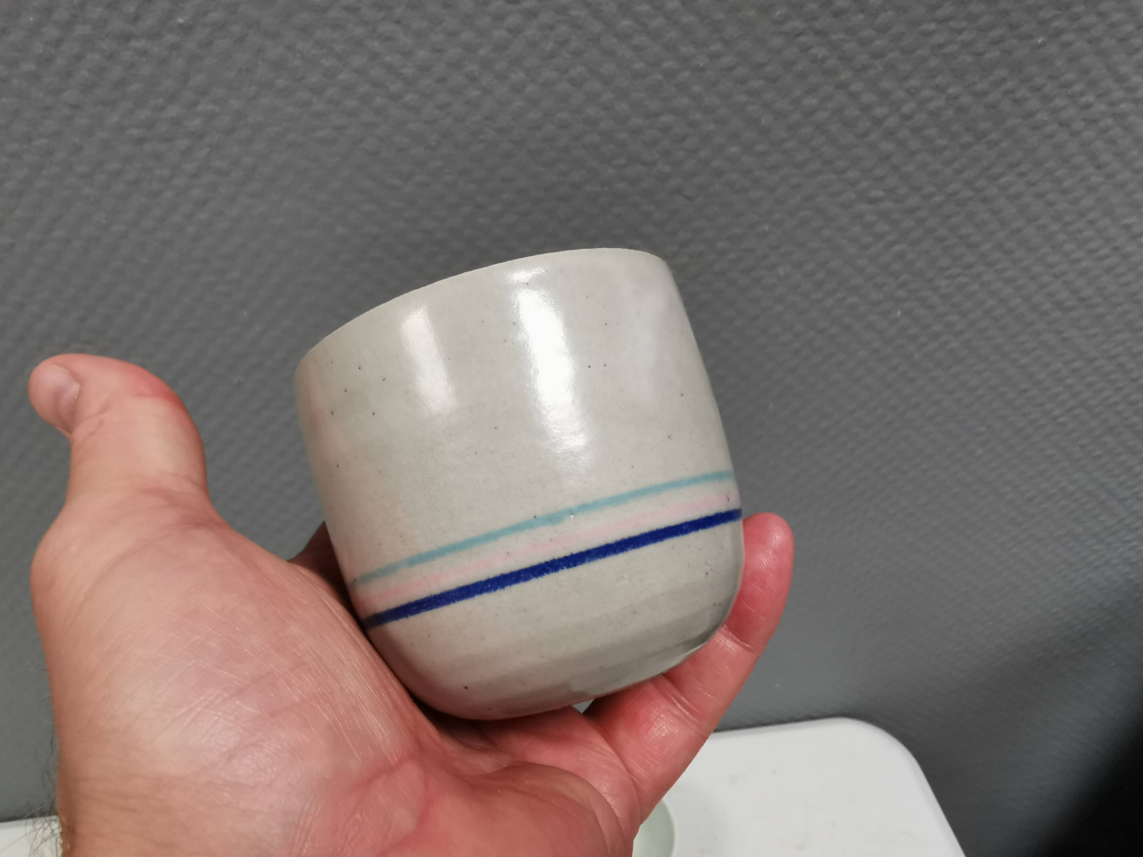 Two handmade ceramic mugs by Vibeke Fischer (VF) from the 1990s.