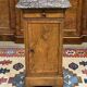 19th-century bedside table in walnut, oak, and marble top.
