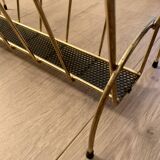 Vintage golden metal magazine rack retro 1960