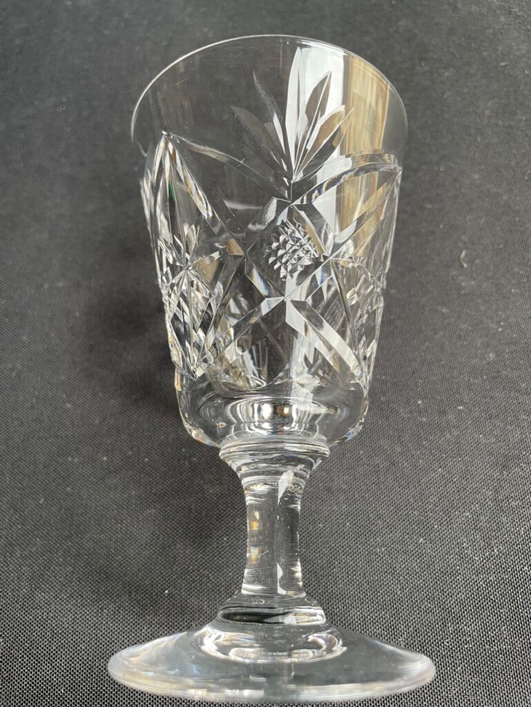 6 crystal wine glasses cut xxth