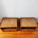Pair of rattan bedside tables