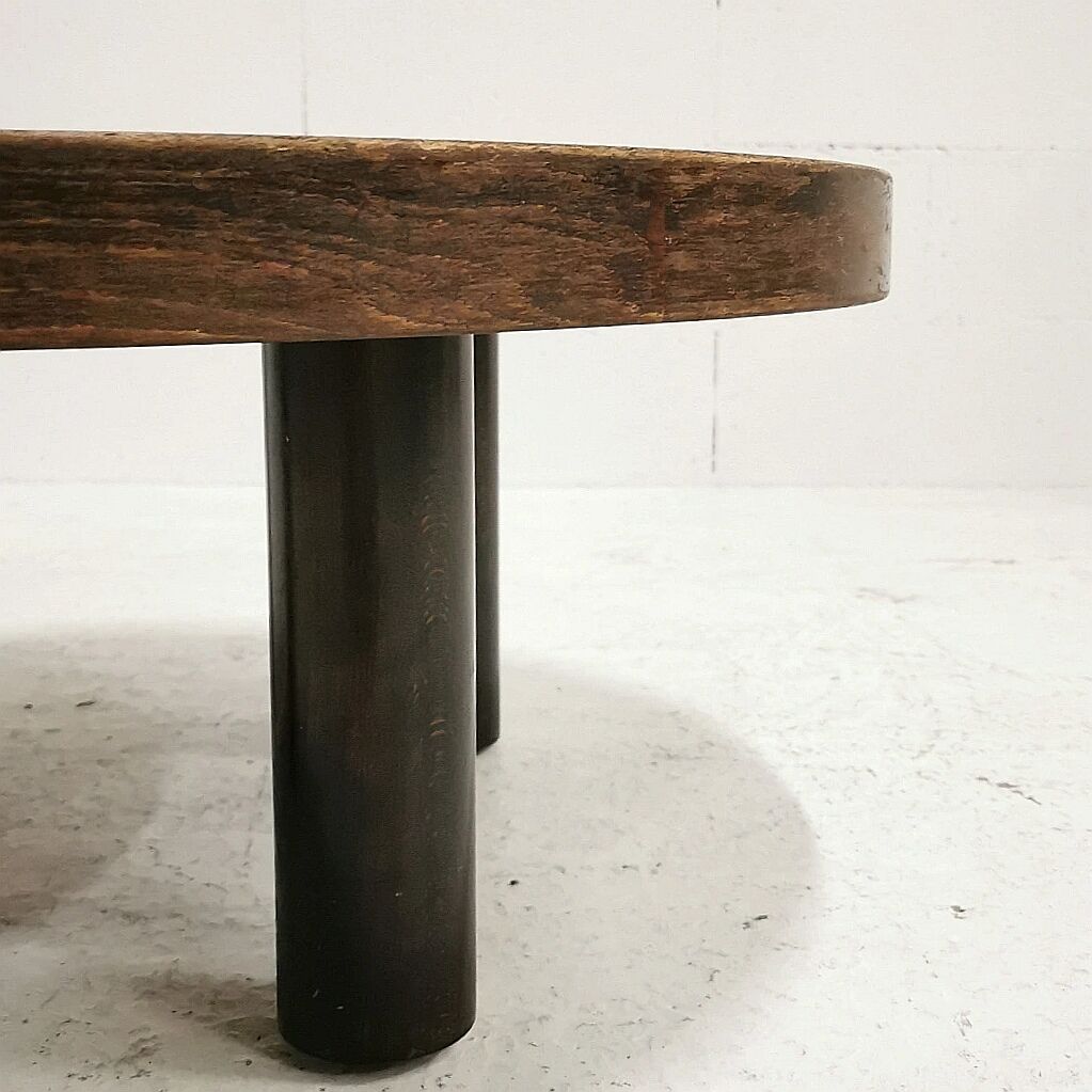 Table basse ronde herbier Roger Capron 1960