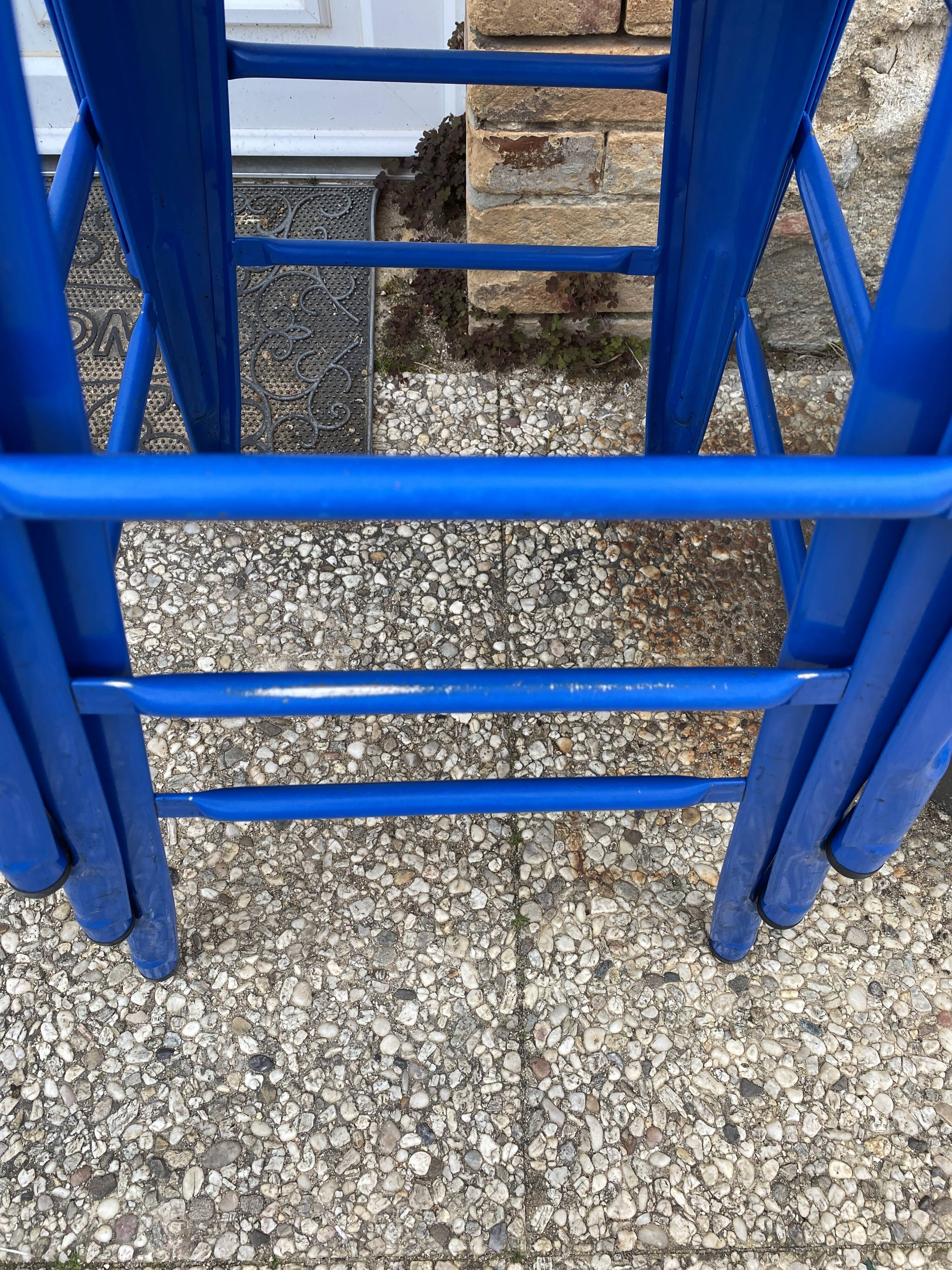 Stackable industrial bar stool TOLIX H75 blue