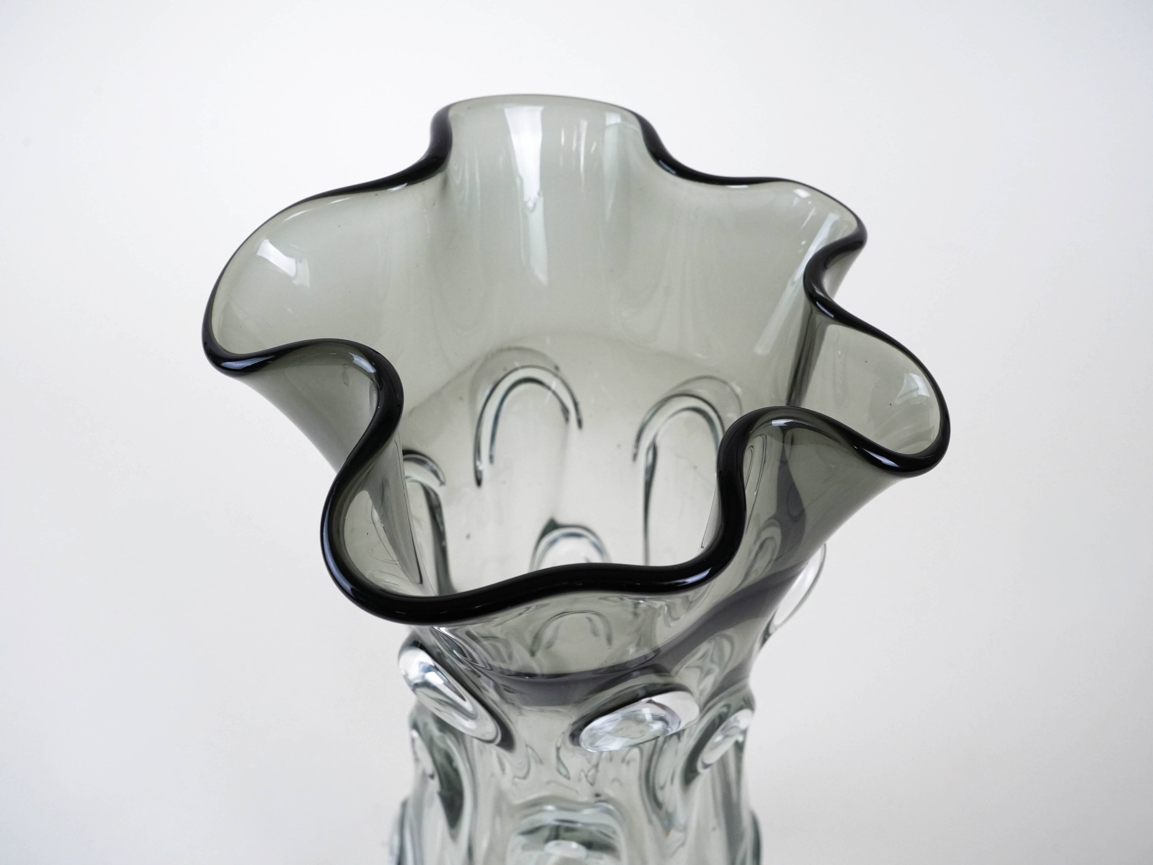 Grey vase, Murano glass, 1960s, made in Italy