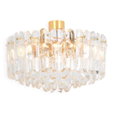 Magnificent luminaire in gilded brass and crystal glass Palazzo, Kalmar, Austria, 1970.