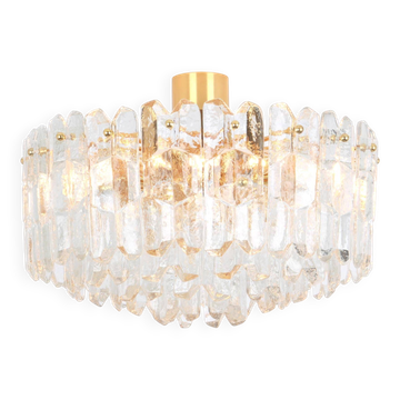 Magnificent luminaire in gilded brass and crystal glass Palazzo, Kalmar, Austria, 1970.