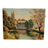 Old painting, Oil on canvas, beautiful landscape