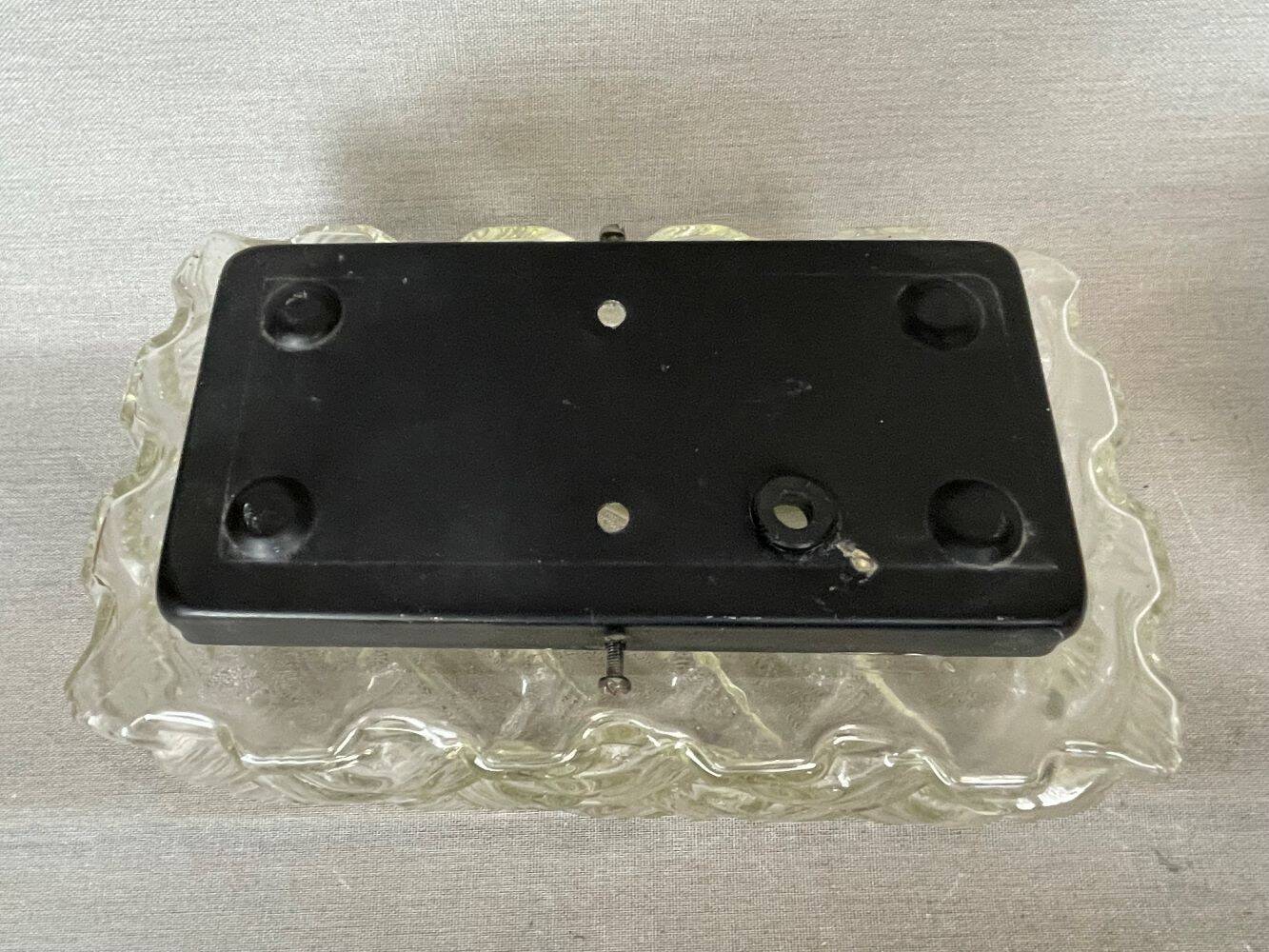 Small rectangular glass flush mount ceiling or wall lamp vintage