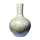 Vintage Jingdezhen Zhi porcelain globular vase with crystalline glazes.