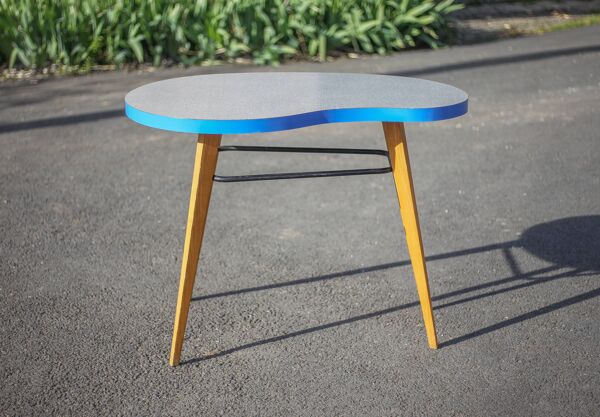 Table haricot formica et pieds compas, table bureau, table d'appoint, table vintage, 60's
