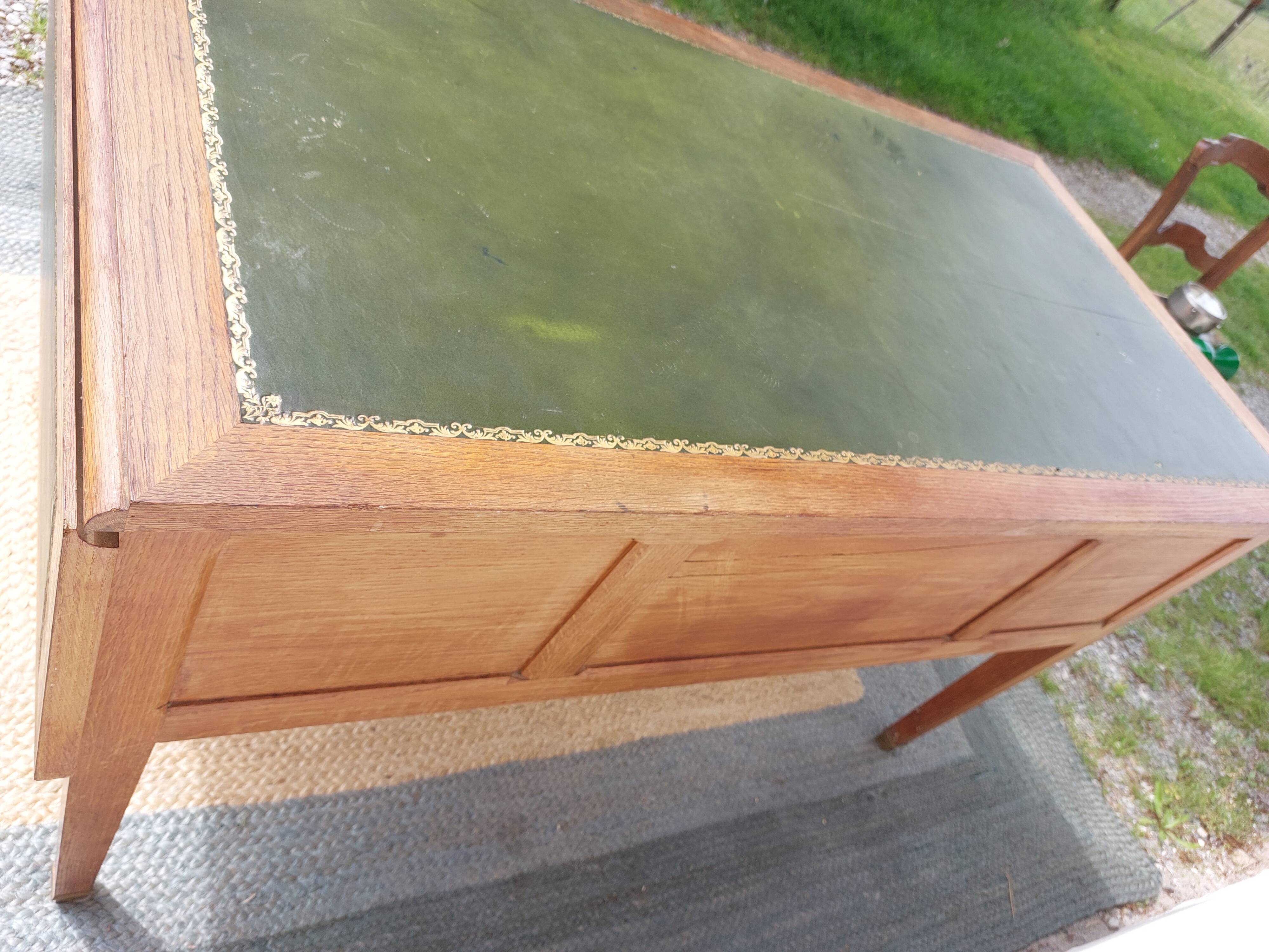 solid wood desk, leather top and extension