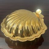 Vintage shell butter dish in gold metal