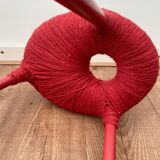 Ikea Red Metal and Wool Three pod Stool, Model Eskilstuna, 1990s