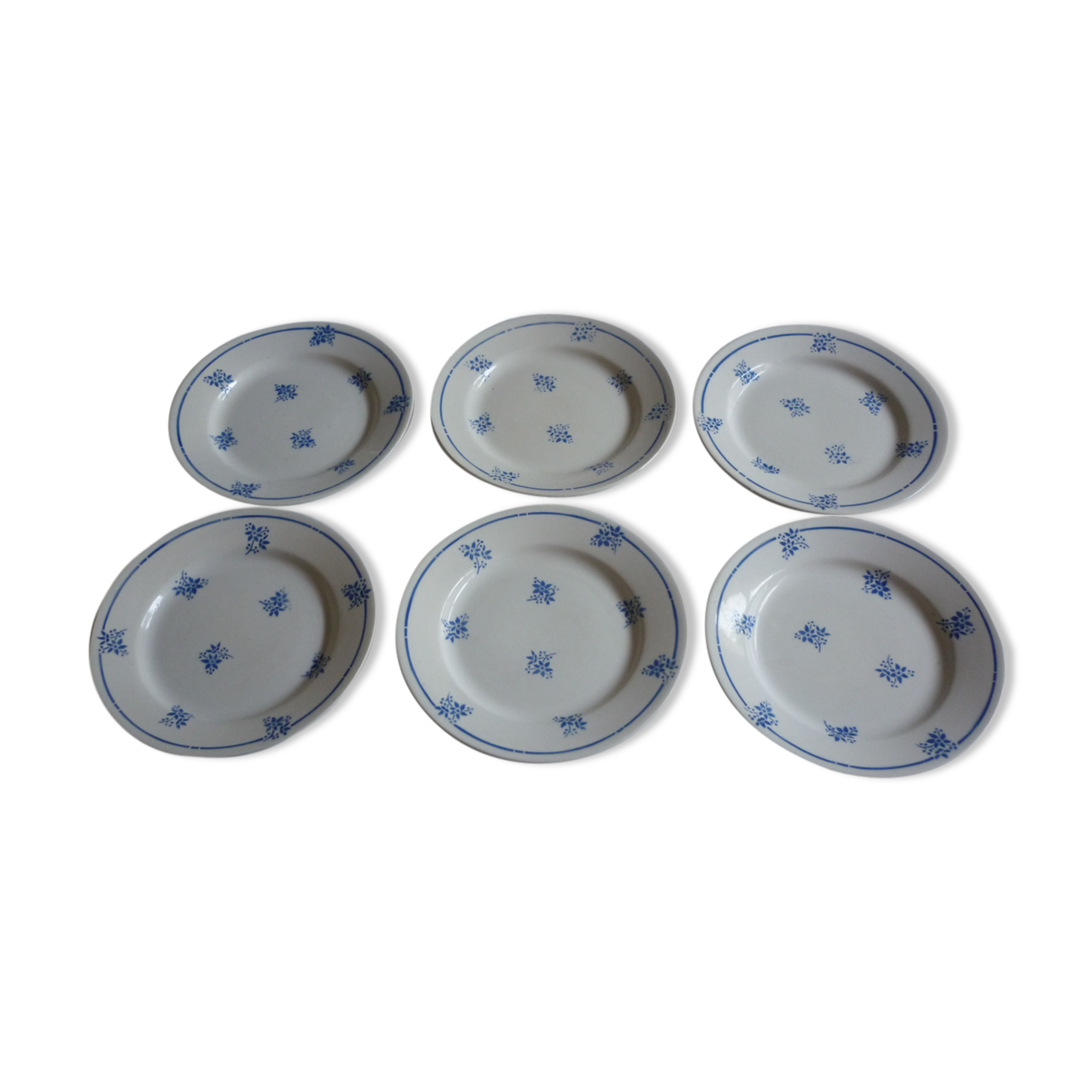 6 plates flat earthenware hamage wolves blue flowers mill