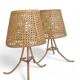 Mid-Century Bamboo and Cane Pair of Large Table Lamps By Louis Sognot, 1970s