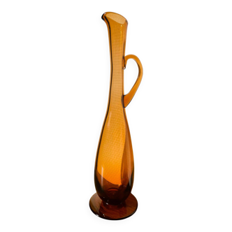 Amber ewer / carafe from Portieux crystal factory