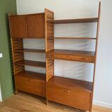 Modular Ladderax shelf in teak, 2 bays, Staples