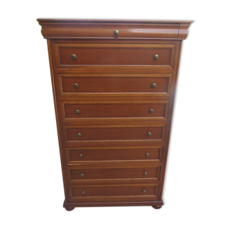 Chiffonnier chic 8 tiroirs de style Louis Philippe en bois de qualité Merisier