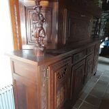 Breton furniture buffet 2 body carved by a Breton craftsman in oak with 2 keys