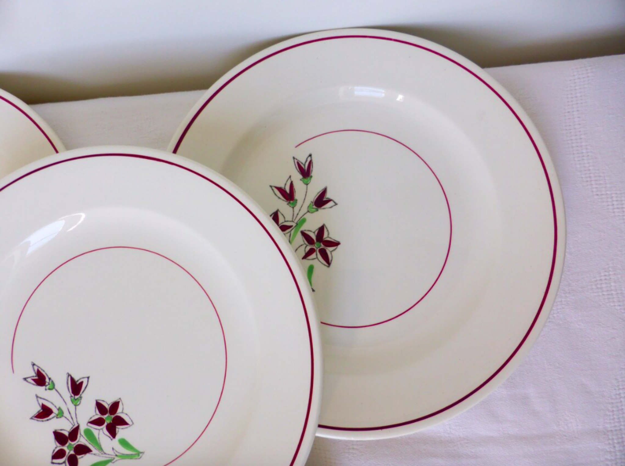 Set of 4 vintage porcelain dinner plates from the Salins factory