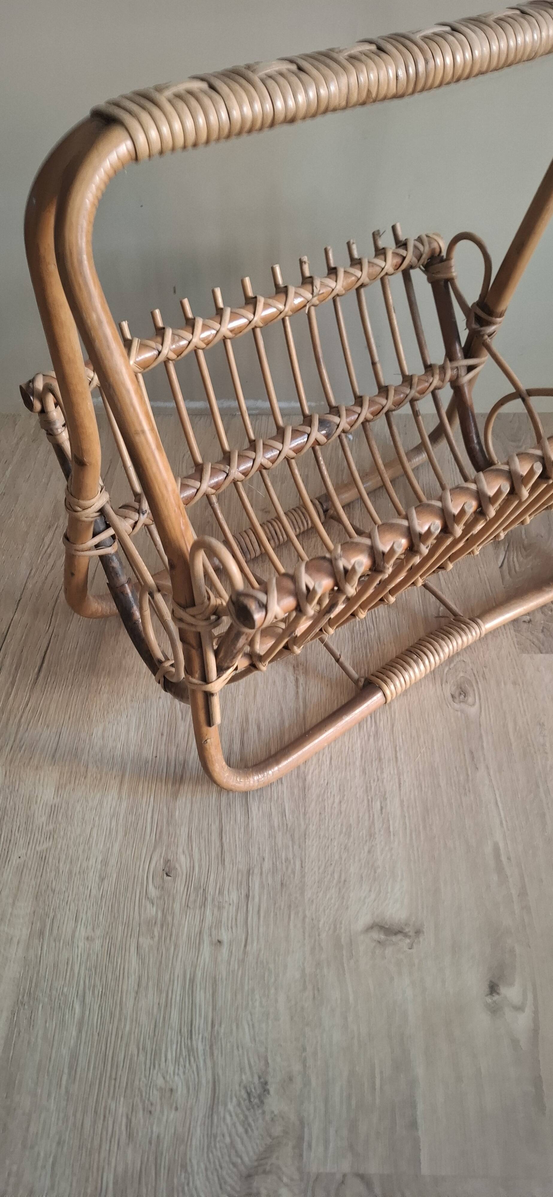Rattan magazine rack