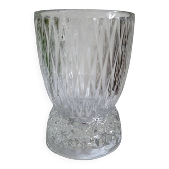Moulded glass vase with origami folds