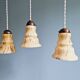 Set of 3 Art Deco marbled opaline pendant lights, 1920s-30s