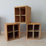 Set of 3 old workshop lockers