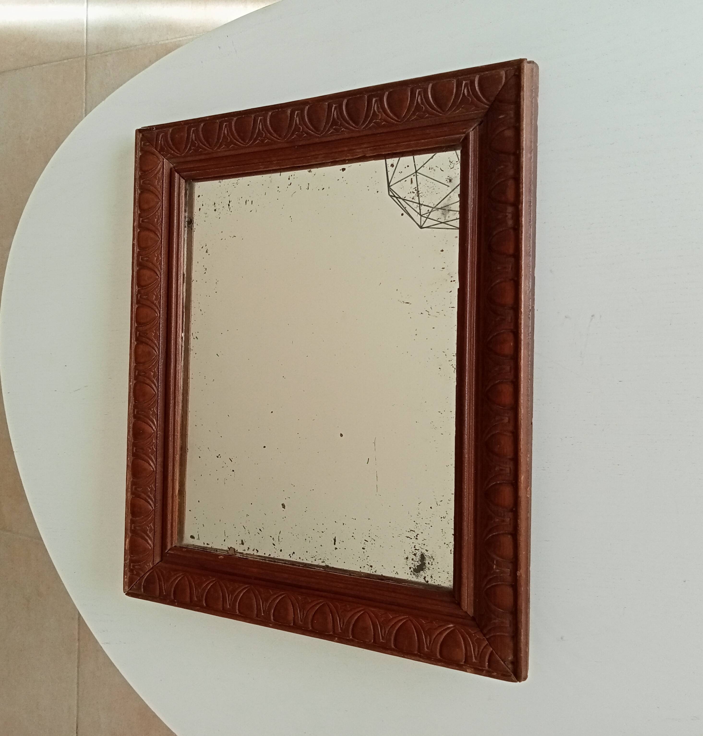 Old carved wooden mirror 38*32cm
