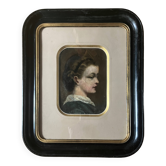 Tableau HST/P "Portrait de famille, Jeune femme" XIX° + cadre