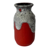 Vase vintage en céramique fat lava rouge, Allemagne de l'Ouest