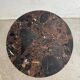 Table de bistrot français vintage avec plateau rond en marbre et base en fonte
