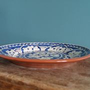 Plate signed Luis Janeiro, Portugal, enamelled terracotta plate