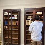 Italian Brown and Burgundy Lacquered Display Cabinets, 1890s, Set of 2