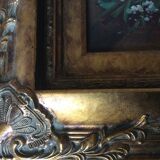 Golden and black frame table