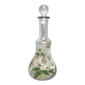 Art Nouveau, enamelled glass carafe with floral decoration circa 1900