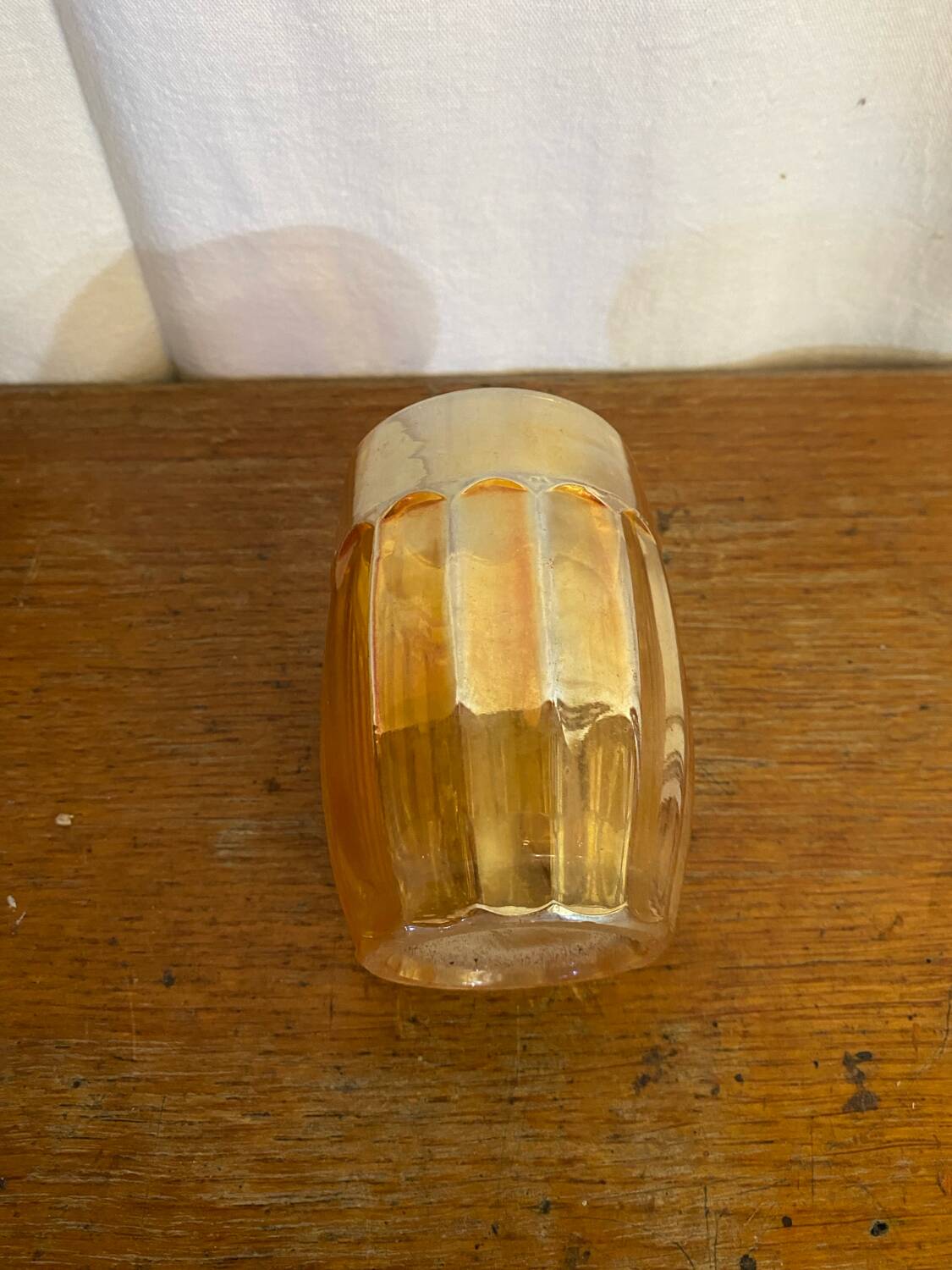 6 verres gobelets vintage en verre orange irisé