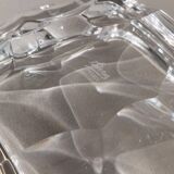 Large Vintage Clear Crystal Glass Ashtray by Sevres France - Structured Glass, 1970s French Table Decor