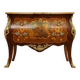 Commode sauteuse galbée style Louis XV estampillée en marqueterie