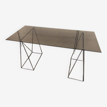 Trestle desk and smoked glass, 1970